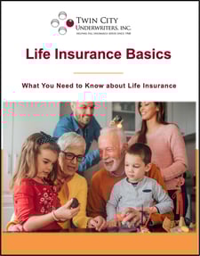 life insurance basics ebook cover with title and image of 3 generation family