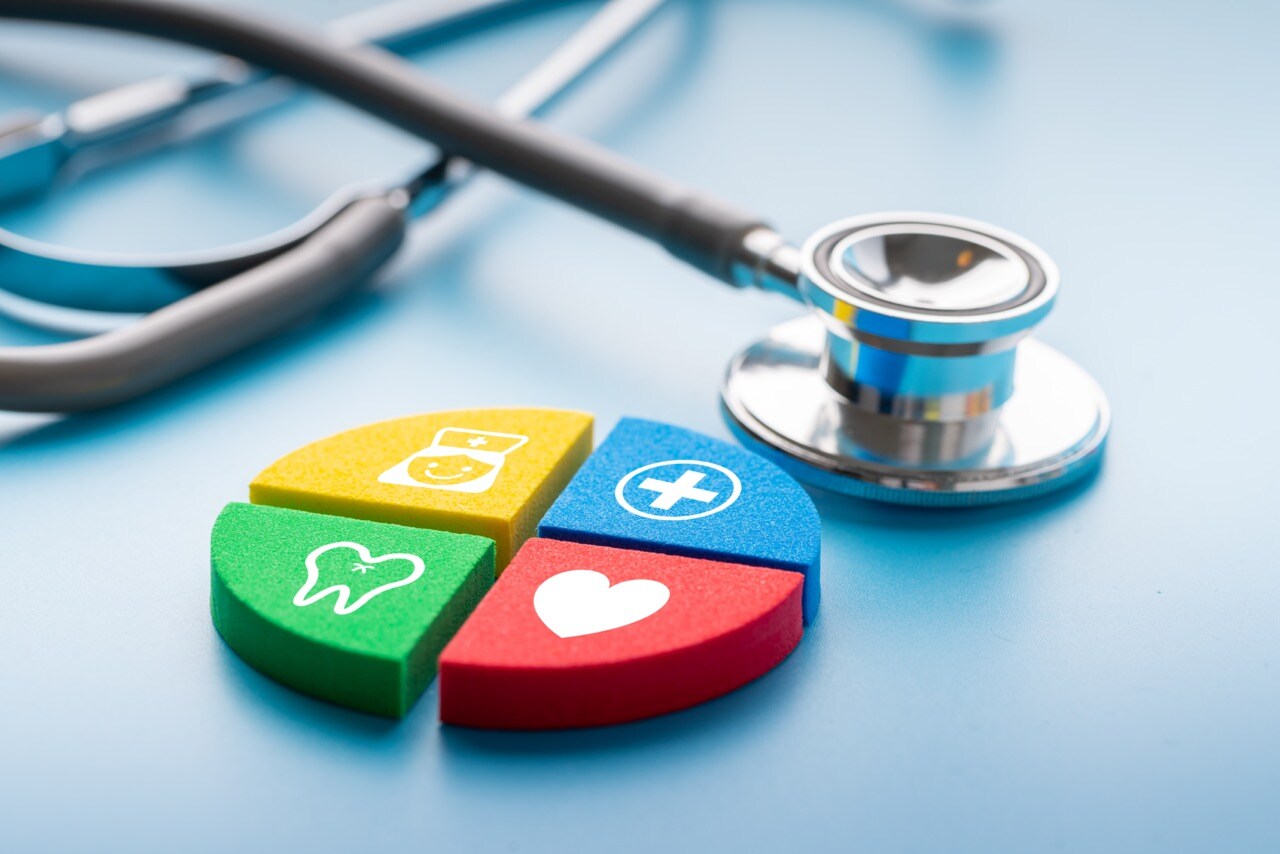 colorful healthcare puzzle pieces on tabletop